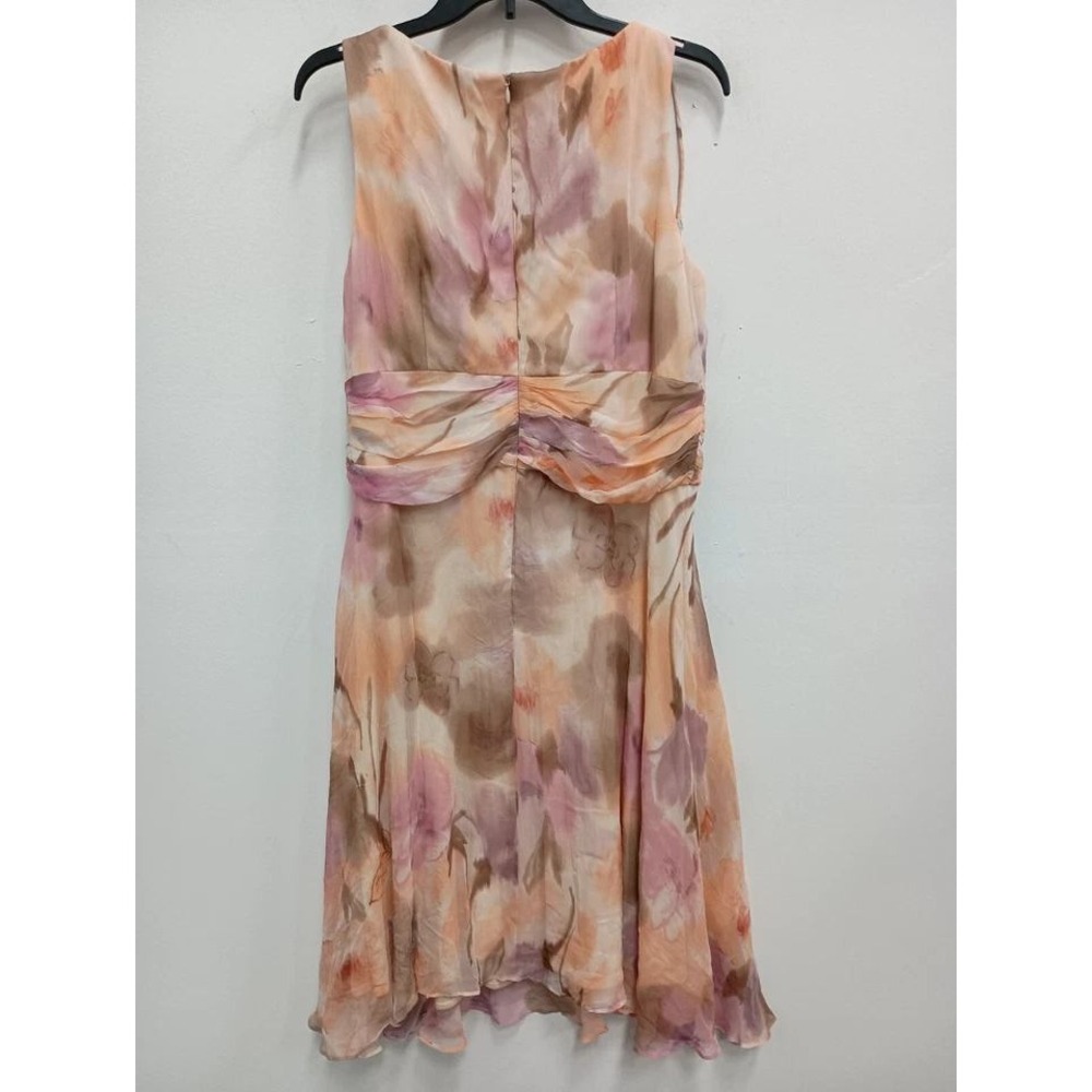VTG Patra Silk Chiffon Dress Womens 16 Pink Floral Sleeveless Cottage Romantic